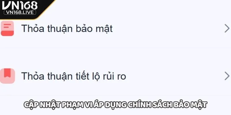 Cập nhật phạm vi áp dụng chính sách bảo mật